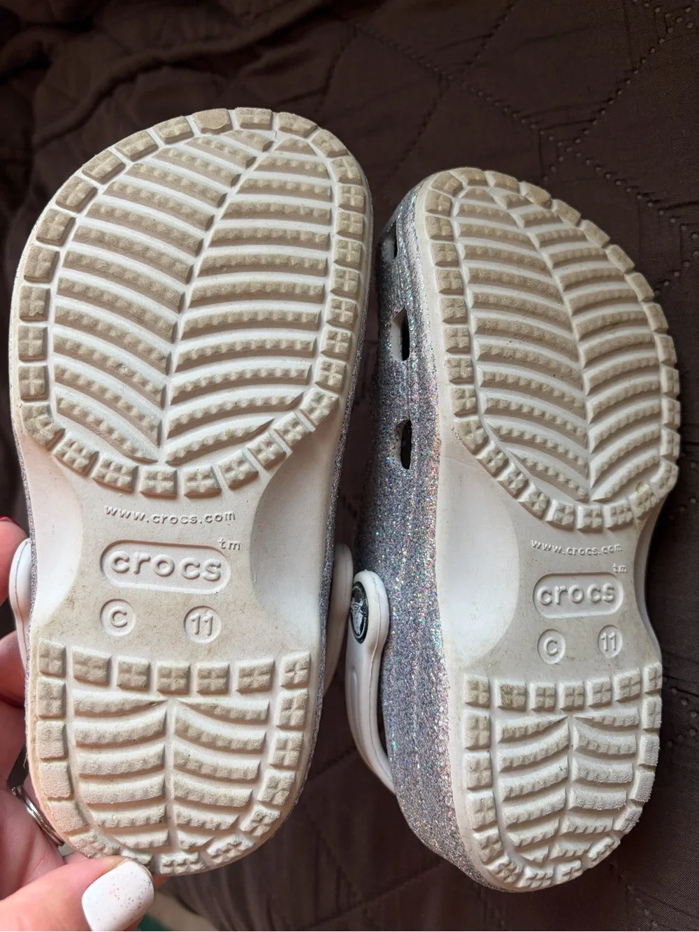 CROCS Kids Glitter Classic Clog in Silver Sparkle
